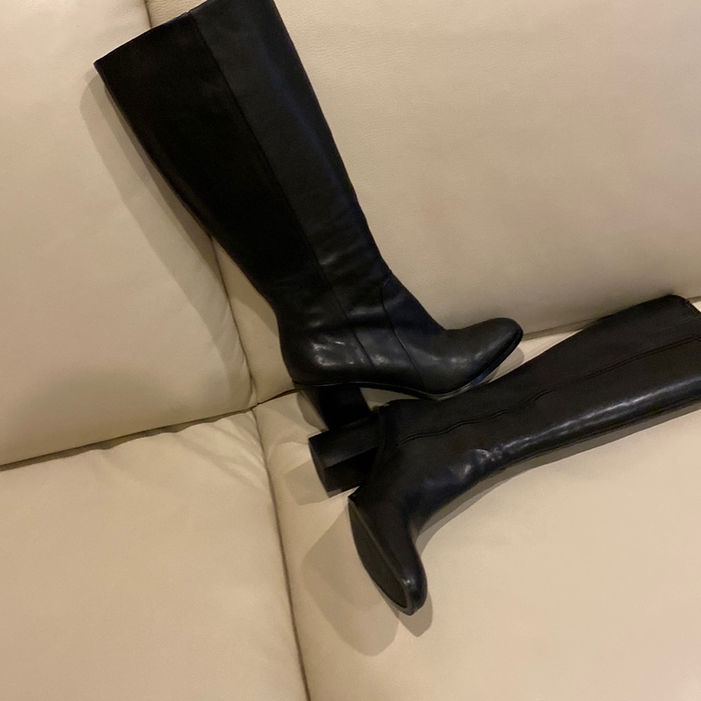 Black leather Nine West boots, Nathanlie, size 8.5, classy comfortable knee high